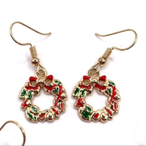 Gold set of 3 Christmas earrings - Picture 2 of 4